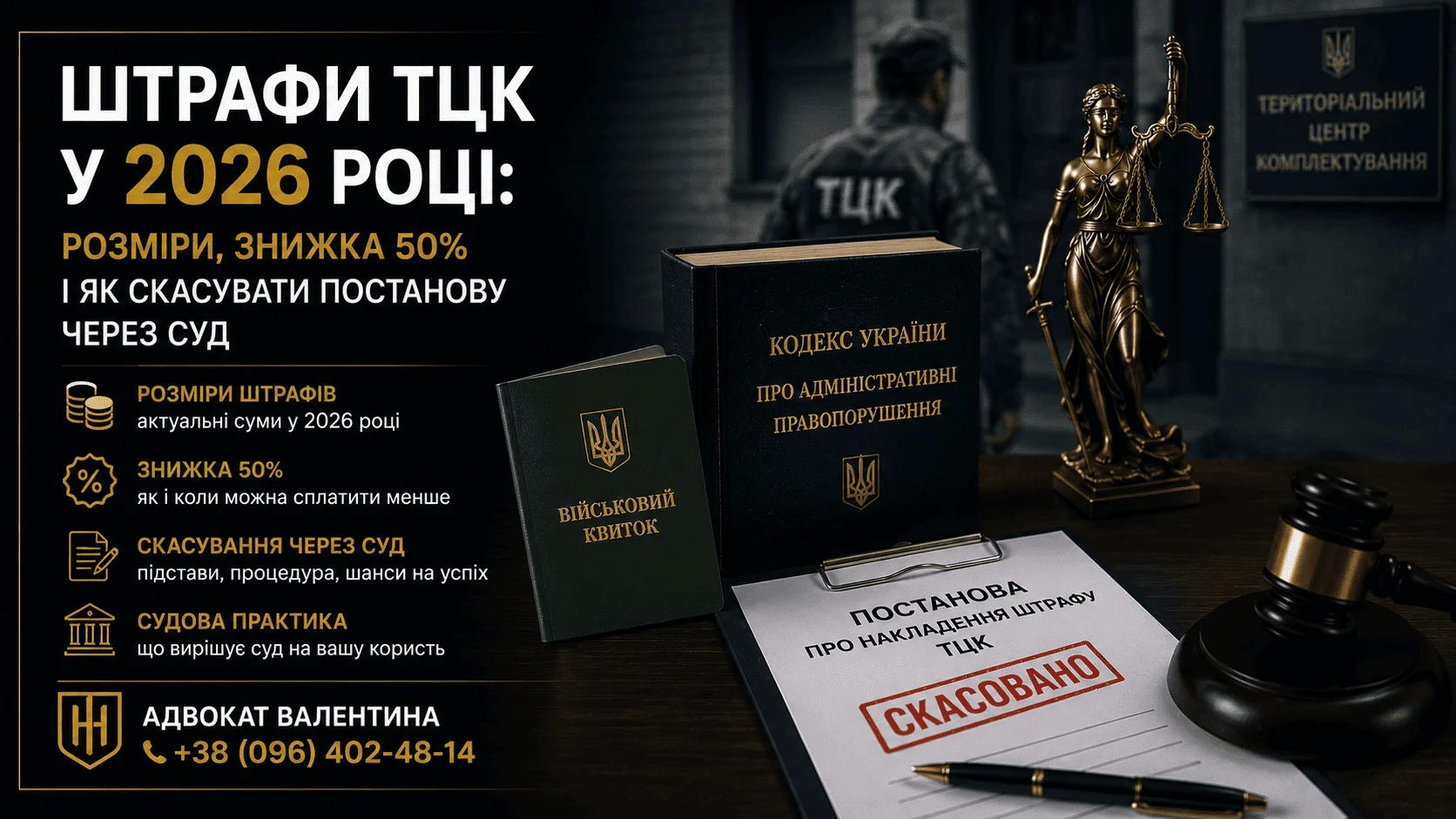 Штрафы ТЦК в 2026 году: размеры, скидка 50% и как отменить постановление через суд - Блог адвоката